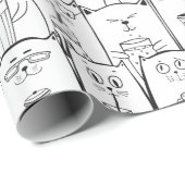 Niedliches Katzenmuster Geschenkpapier (Rolleneckpunkt)