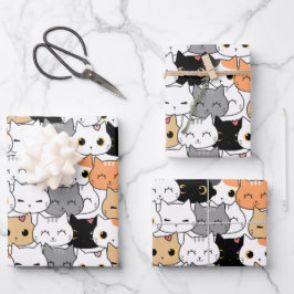 Niedliches Katzenmuster Geschenkpapier Set