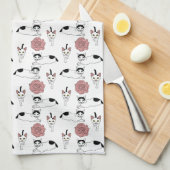 Niedliches Katzenmuster Handtuch (Viertel Falte)