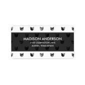 Niedliches Katzenmuster in Schwarzweiß Adressaufkleber (Vorne)