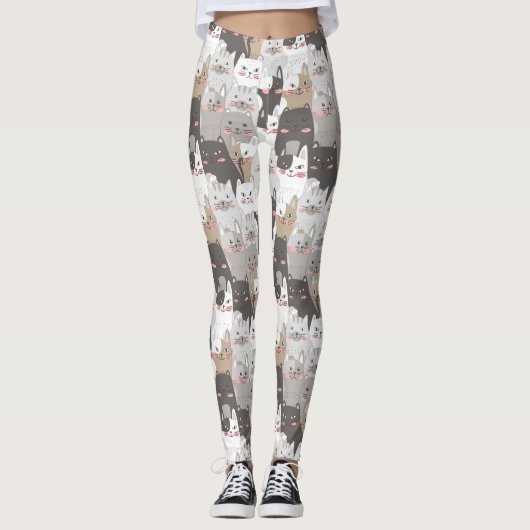 Niedliches Katzenmuster Leggings (Vorderseite)
