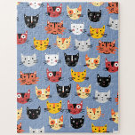 Niedliches Katzenmuster Puzzle<br><div class="desc">Ein niedliches Muster von kleinen Kätzchen auf blauem Hintergrund. Originelle Kunst von Nic Squirrell. Ideal für Tierfreunde.</div>