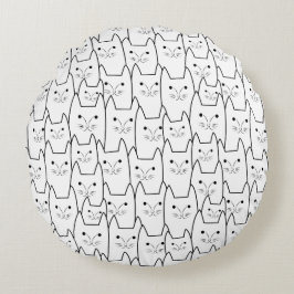 Niedliches Katzenmuster Rundes Kissen