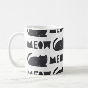 niedliches Katzenmuster. Vintage Darstellung Kaffeetasse
