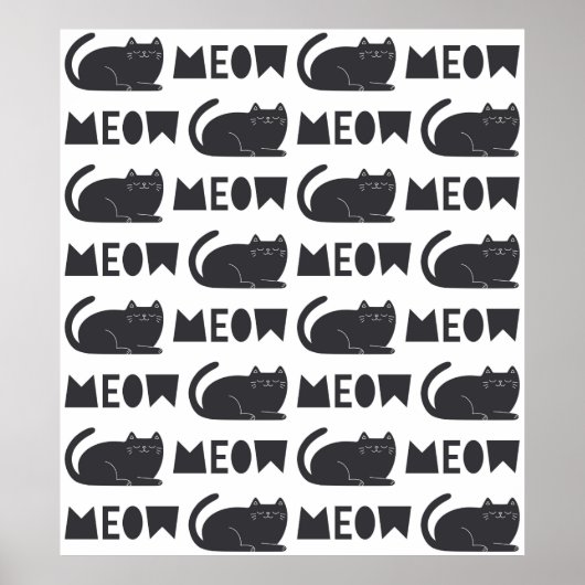 niedliches Katzenmuster. Vintage Darstellung Poster (Vorne)