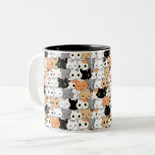 Niedliches Katzenmuster Zweifarbige Tasse (Vorderseite Links)