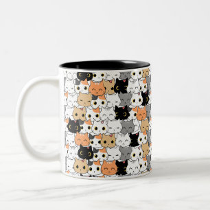Niedliches Katzenmuster Zweifarbige Tasse