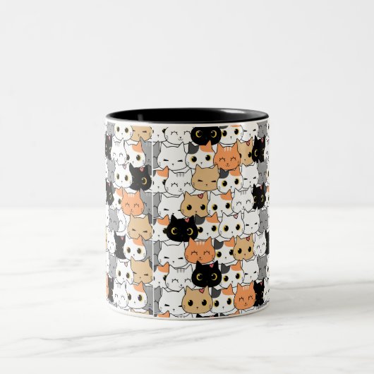 Niedliches Katzenmuster Zweifarbige Tasse (Mittel)