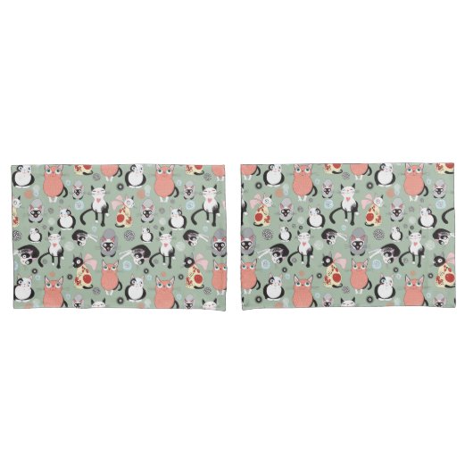 Niedliches Katzenpaar Kissenbezug (Vorderseite-Set)