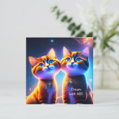 Niedliches Katzenpaar unter dem Sternenhimmel - (Stehend Vorderseite)