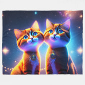 Niedliches Katzenpaar unter dem Sternenhimmel - Fleecedecke (Vorderseite (Horizontal))
