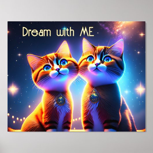 Niedliches Katzenpaar unter dem Sternenhimmel - Foliendrucke (Vorderseite)
