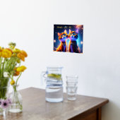 Niedliches Katzenpaar unter dem Sternenhimmel - Foliendrucke (Ablage(Küche))