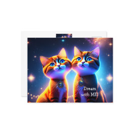 Niedliches Katzenpaar unter dem Sternenhimmel - Postkarte