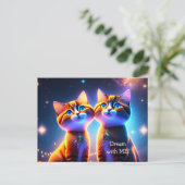 Niedliches Katzenpaar unter dem Sternenhimmel - Postkarte (Stehend Vorderseite)