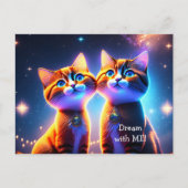 Niedliches Katzenpaar unter dem Sternenhimmel - Postkarte (Vorderseite)