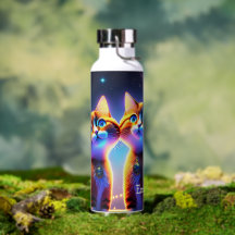 Niedliches Katzenpaar unter dem Sternenhimmel -