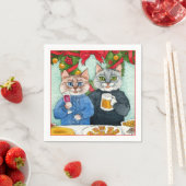 Niedliches Katzenpaar Weihnachts-Party-Servietten Serviette (Beispiel)