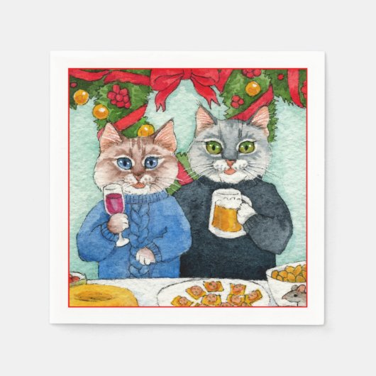 Niedliches Katzenpaar Weihnachts-Party-Servietten Serviette (Vorderseite)