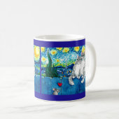 Niedliches Katzenpaarmäuse Starry Night Van Gogh T Kaffeetasse (VorderseiteRechts)