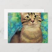 niedliches Katzenportrait im klassischen Kunststil Postkarte (Vorne/Hinten)