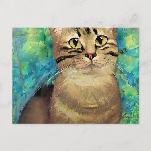 niedliches Katzenportrait im klassischen Kunststil Postkarte (Vorderseite)