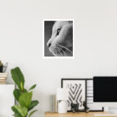 Niedliches Katzenprofil - Schwarzweiß Poster (Heimbüro)