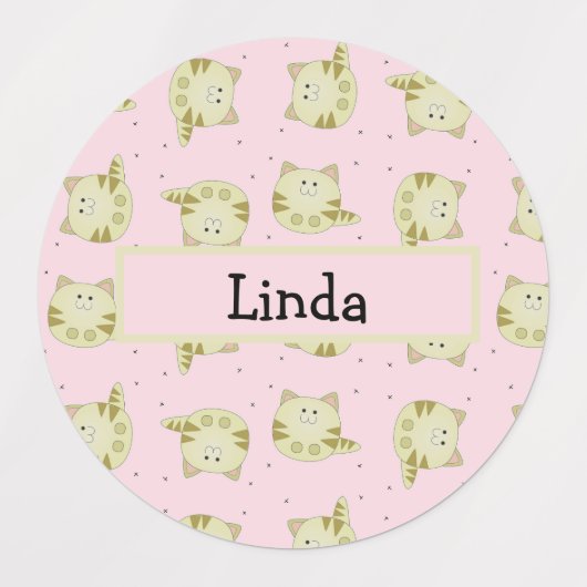 Niedliches Katzenrosa Etiketten (Design 1)