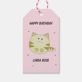 Niedliches Katzenrosa-Muster zum Geburtstag Geschenkanhänger