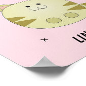 Niedliches Katzenrosa-Muster zum Geburtstag Poster (Ecke)