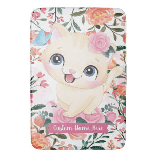 Niedliches Katzenrosa Roses Roses Blume Individuel Badematte
