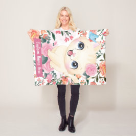 Niedliches Katzenrosa Roses Roses Blume Individuel Fleecedecke