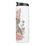Niedliches Katzenrosa Thermosbecher (Nach rechts gedreht)