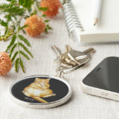 niedliches Katzenschlafginger-Kätzchendesign Schlüsselanhänger (Seite)