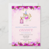 Niedliches Katzenschwimmen mit Peonies und Glitzer Einladung (Vorderseite)