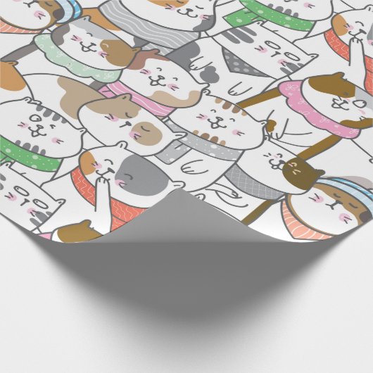 Niedliches Katzenverpackungspapier Geschenkpapier (Ecke)