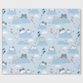 Niedliches Katzenverpackungspapier - Katzen mit Ki Geschenkpapier (Flach)