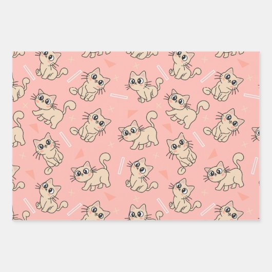 Niedliches Katzenverpackungspapier, Katzengeschenk Geschenkpapier Set (Vorderseite 2)