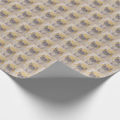 Niedliches Katzenverpackungspapier mit lila, gelbe Geschenkpapier (Ecke)