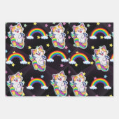 Niedliches Katzenverpackungspapier Regenbogen und Geschenkpapier Set (Vorderseite)