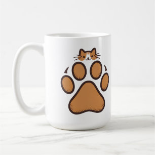 Niedliches Katzenverstecken in Paw Print - Illustr Kaffeetasse