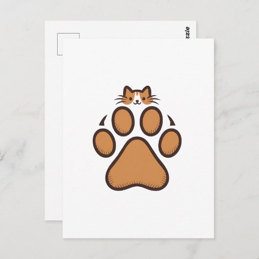 Niedliches Katzenverstecken in Paw Print - Illustr Postkarte (Vorne/Hinten)