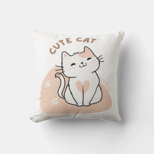 Niedliches Katzenwirbelkissen - Kawaii Kitty Decor Kissen