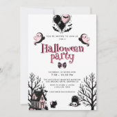 Niedliches Kawai Pink-Halloween-Party Einladung (Vorderseite)