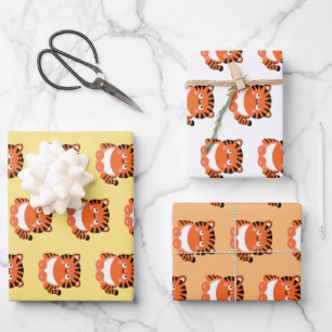 Niedliches kawaii-artiges Tigerpapier Geschenkpapier Set
