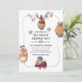 Niedliches Kawaii Bar Ugly Sweater Weihnachtsfest  Einladung (Stehend Vorderseite)