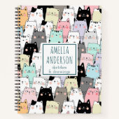 Niedliches Kawaii-Cats-Muster - Name Notizblock (Vorderseite)