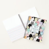 Niedliches Kawaii-Cats-Muster - Name Notizblock (Innenseite)