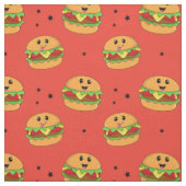 Niedliches Kawaii-Cheeseburger-Muster in Rot Stoff (Muster)