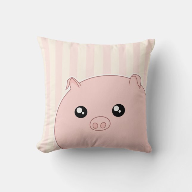 Niedliches Kawaii chubby rosa Schwein Kissen (Vorderseite)